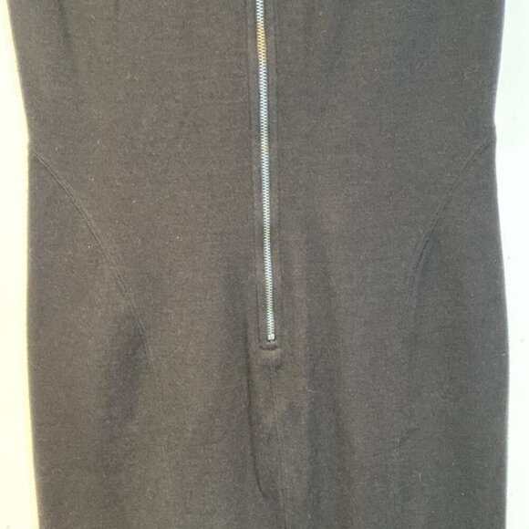 Lord & Taylor black high neck pencil dress cap sleeve exposed zipper size 0 - Picture 7 of 11